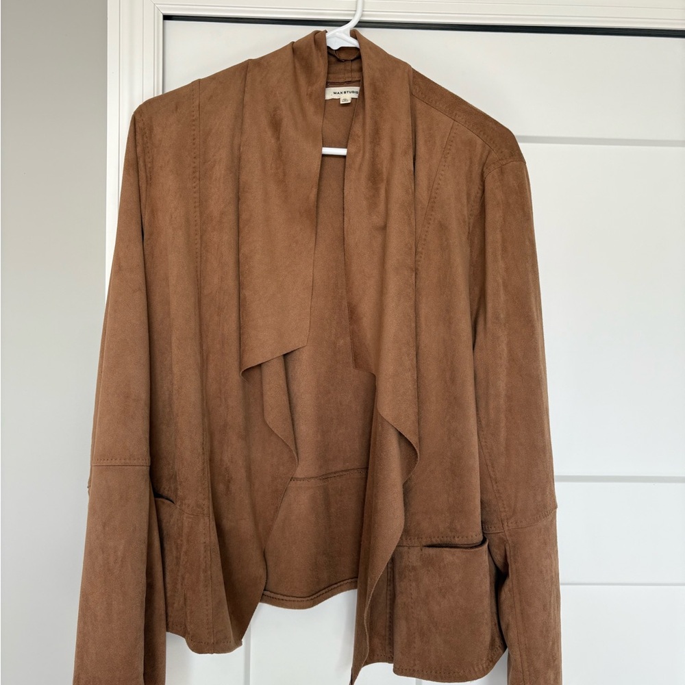 Max Studio Brown Blazer with Waterfall Collar